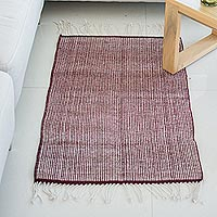 Zapotec wool rug, 'Versatile in Maroon' (2x3) - 100% Wool Handwoven Maroon and Beige Zapotec Wool Rug (2x3)