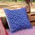 Cotton cushion cover, 'Sky Lattice' - Handwoven Navy and White Brocade Cotton Cushion Cover thumbail