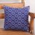 Cotton cushion cover, 'Sky Lattice' - Handwoven Navy and White Brocade Cotton Cushion Cover (image 2b) thumbail