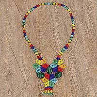 Glass beaded pendant necklace,