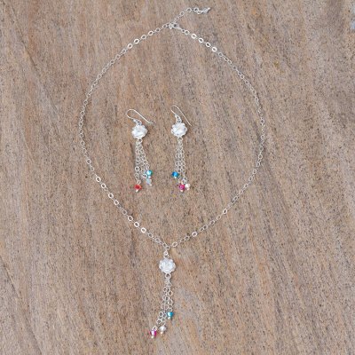 Sterling silver jewelry set, 'Colors of Guanajuato' - Floral Sterling Silver Jewelry Set from Mexico