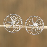 Sterling silver button earrings,
