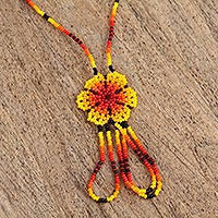 Glass beaded pendant necklace,