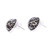Ceramic button earrings, 'Raven Blooms' - Talavera-Style Black and White Round Ceramic Button Earrings (image 2c) thumbail