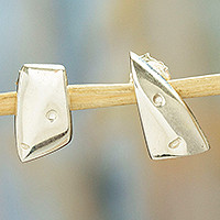 Sterling silver button earrings,
