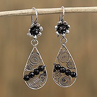 Sterling silver filigree dangle earrings,