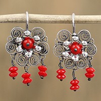Sterling silver filigree chandelier earrings,