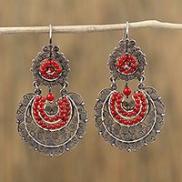 Sterling silver filigree dangle earrings,