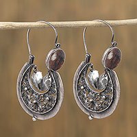Sterling silver filigree hoop earrings,