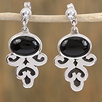 Obsidian dangle earrings,