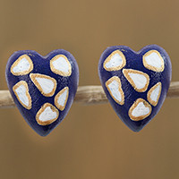 Wood button earrings,