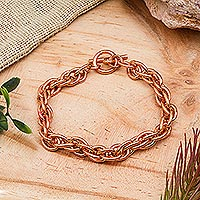 Copper chain bracelet, 'Bright Connection' - Handcrafted Copper Rope Chain Bracelet from Mexico