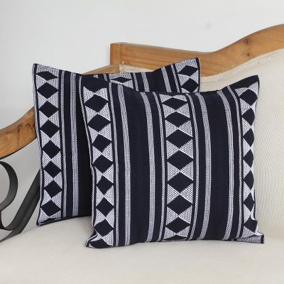 Cotton cushion covers, Midnight Rhombus (pair)