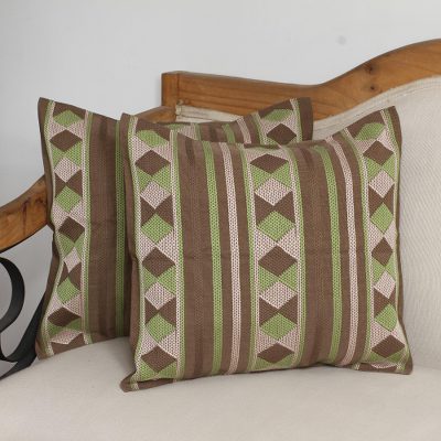 Cotton cushion covers, Earthen Rhombus (pair)