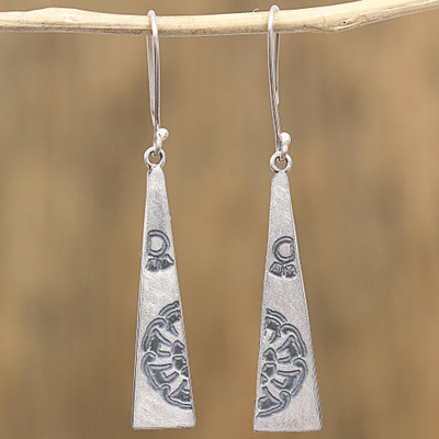 Sterling silver dangle earrings, Complementary Triangles