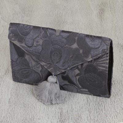 Cotton clutch, Grey Petals