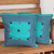 Cotton cushion covers, 'Chic Sampler' (pair) - Caribbean Blue Hand Embroidered Cotton Cushion Covers (Pair) thumbail