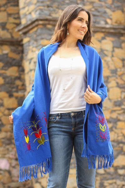 Cotton shawl, Maize in Blue