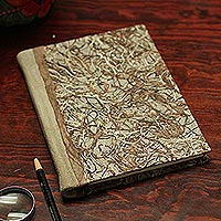 Recycled paper journal, 'Forest Nest' - Recycled Paper Journal in Brown and Beige from Mexico