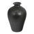 Ceramic decorative vase, 'Leafy Light' - Barro Negro Style Black Pottery Leaf Cutwork Decorative Vase (image 2a) thumbail