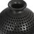 Ceramic decorative vase, 'Leafy Light' - Barro Negro Style Black Pottery Leaf Cutwork Decorative Vase (image 2e) thumbail