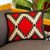 Wool cushion cover, 'Fret Framed Diamonds' - Dark Red Diamond Motif Handwoven Wool Cushion Cover thumbail