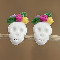 Cold porcelain button earrings,