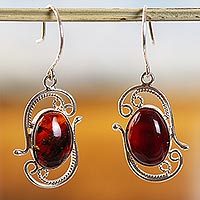 Amber drop earrings,