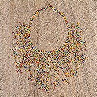 Glass beaded waterfall necklace,