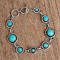Turquoise link bracelet, 'Turquoise Eternity' - Circular Turquoise Link Bracelet from Mexico