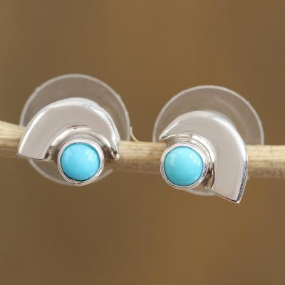 Turquoise stud earrings, Taxco Arch