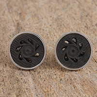 Sterling silver and ceramic cufflinks,