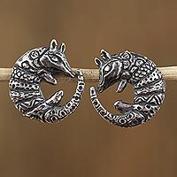 Sterling silver button earrings,