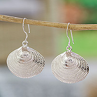 Sterling silver dangle earrings, 'Mediterranean Shells' - Taxco Sterling Silver Seashell Dangle Earrings from Mexico