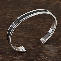 Men's sterling silver cuff bracelet, 'Masculine Taxco' - Men's Taxco Sterling Silver Cuff Bracelet from Mexico