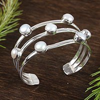 Cultured pearl cuff bracelet,