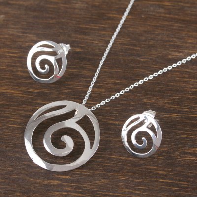 Sterling silver jewelry set, Spiral Elegance