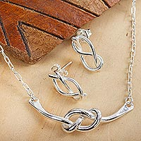 Sterling silver jewelry set, 'Taxco Knots' - Knot Motif Sterling Silver Jewelry Set from Mexico