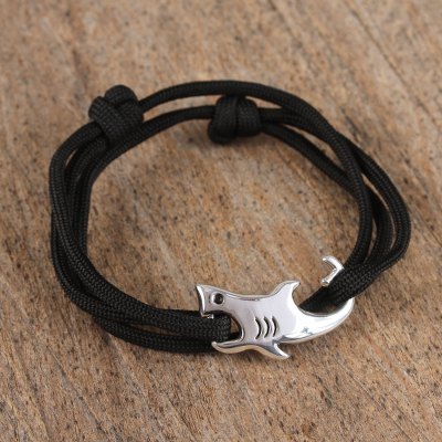Sterling silver wrap bracelet, Megalodon
