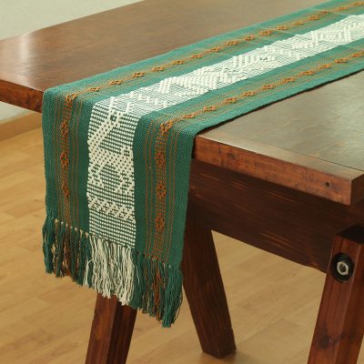Cotton table runner, Moss Green History
