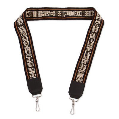 Leather accented cotton lanyard, Elegant Ivory