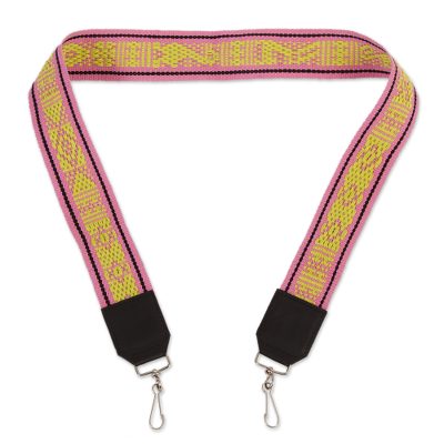 Leather accented cotton lanyard, Chartreuse Delight