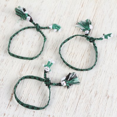Cotton wristband bracelets, Mossy Dolls (set of 3)