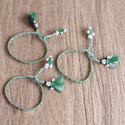 Cotton wristband bracelets, Verdant Dolls (set of 3)