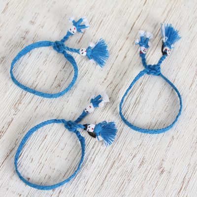Cotton wristband bracelets, Royal Blue Dolls (set of 3)