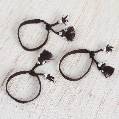 Cotton wristband bracelets, Espresso Dolls (set of 3)