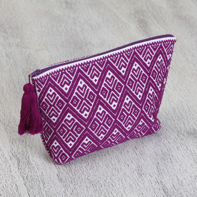 Cotton cosmetic bag, Intricate Eggplant