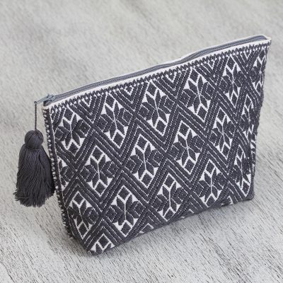 Cotton cosmetic bag, Graphite Elegance