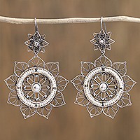 Sterling silver filigree dangle earrings,