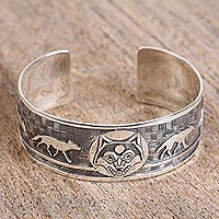 Featured review for Sterling silver cuff bracelet, Lunar Wolves